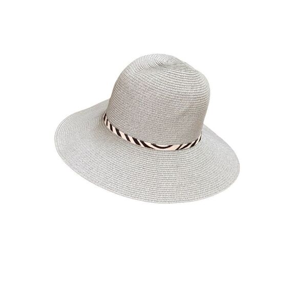 Anthropologie Hat Attack Rancher Fedora Straw Hat Gray One Size - Picture 3 of 5